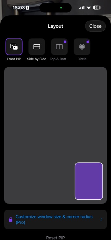 Layout picker with Pro layouts